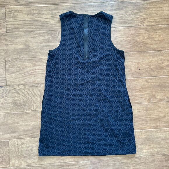 Rag & Bone Evie Honeycomb Shift Dress Size L Black Pockets Sleeveless - Picture 2 of 8